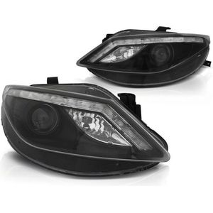 Koplampen met parkeerlicht SEAT IBIZA 6J 06 08-12 met LED knipperlicht ZWART