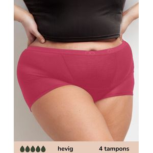Moodies menstruatie ondergoed - Bamboe Boyshort - hevig kruisje - maat XXL - ruby roze