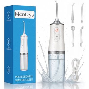 Montzys® Waterflosser met 4 Opzetstukjes - Elektrische Tandenflosser - Monddouche - Mondverzorging - Flosapparaten - Tongreiniger