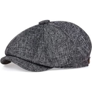 Platte pet | Peaky Blinders |Bakkers pet | flatcap donkergrijs voor heren - Verstelbare Maat - Antraciet Zwarte/grijze | Pietje bell pet | Krantenjongen pet |Gatsby Pet| Platte Pet Visserspet| One Size |Pet 50-60CM