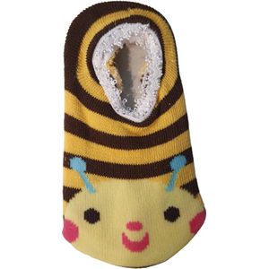 Antislip sokjes - veilig - leren lopen - baby - kinderen - bijtje - bruin -9-15 cm -6-12 maand