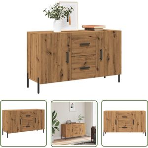 vidaXL Commode - Dressoir - Dressoir 100x36x60 cm bewerkt hout artisanaal eikenkleurig - Houten Dressoir - Vintage Dressoir - Landelijk Dressoir