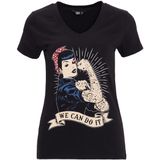 Queen Kerosin - We Can Do It - T-shirt - Zwart - Dames