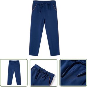 vidaXL Jongen - Kinderbroek - Kinderbroek met trekkoord 116 marineblauw - Meisjes - Blauwe Broek - Viscoeze Broek