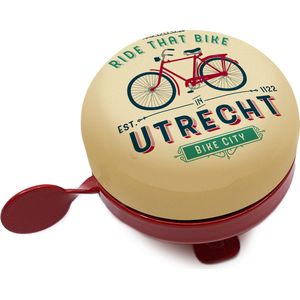 Fietsbel Utrecht ride that bike in rood en cremekleur