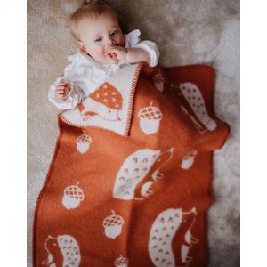 Wollen wiegdeken - Pure Baby Love - Terracotta Egeltjes - 100% wol - 65x90cm