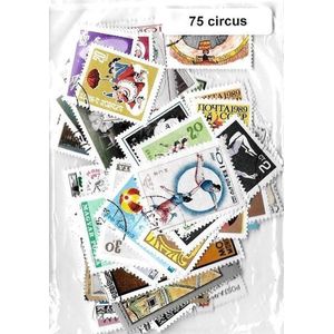 Circus – Luxe postzegel pakket (A6 formaat) : collectie van 25 75 verschillende postzegels van circus – kan als ansichtkaart in een A6 envelop - authentiek cadeau - kado - geschenk - kaart - tent - rens - clown - dieren - Cirque du Soleil - acrobaat
