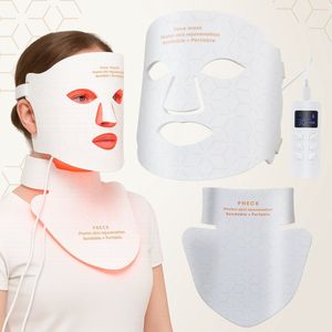 Infrarood Lamp Gezichtsmasker met 4 Kleuren LED Licht – 1 Kleur NIR Red Light Therapy - Anti Aging - Rood Licht therapie voor Acne & Huidverjonging - Skin Care - Inclusief Nekstuk & Afstandsbediening - Zwart - 480 Led Lampjes