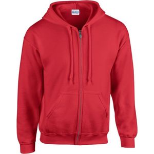 Gildan Zware Blend Unisex Adult Full Zip Hooded Sweatshirt Top (Rood)