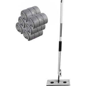 Blyx® - Dweilstok - Dweil - Dweilen - Dweilset - Dweilsysteem - Dweilset - Dweilsysteem Met Wringer - 360° Roterende Kop - Wring Systeem - Wit