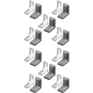 E-Ambar - Metalen L-hoekbeugels voor houten planken - Set van 10 - 90 graden haakse plankbeugels - Grijs met plastic hoes.