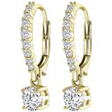 Lucardi Dames Oorringen Zirkonia - Echt Zilver - Goudkleurig