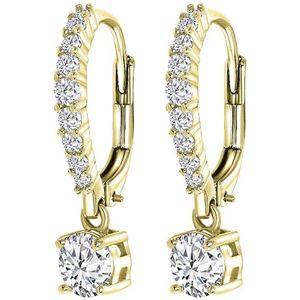 Lucardi Dames Oorringen Zirkonia - Echt Zilver - Goudkleurig