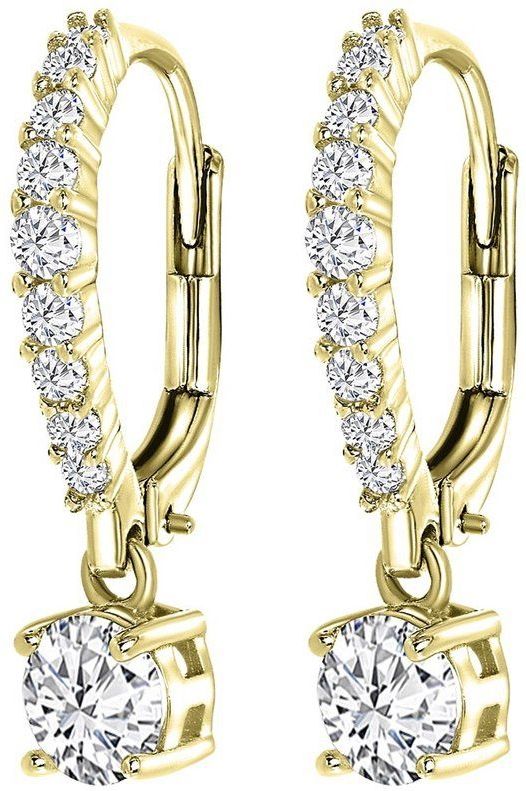 Lucardi Dames Oorringen Zirkonia - Echt Zilver - Goudkleurig