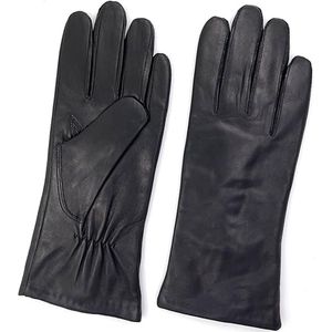 PolkaHome Leren dameshandschoenen, gemaakt van echte schapenvacht, gevoerd met kasjmier of wol om warme winterhandschoenen te houden