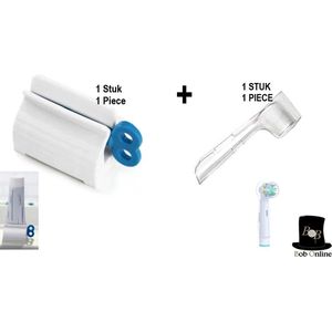 Bob Online™ - 1 Stuk - Elektrische Tandenborstel Beschermhoesje + 1 Stuk Blauw Tandpastadispenser – 1 Piece Electric Toothbrush Cover + 1 Piece Blue Toothpaste Dispenser – Beschermcover voor Elektrische Tandenborstel – Elektrische Tandenborstel Cover