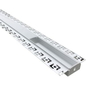 Verzonken aluminium profiel 1m voor LED-strip dubbele ondoorzichtige witte kap - Kunststof - Zilver - 1 m - SILUMEN