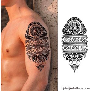 Spirituele Maori Art tattoo sleeve - neptattoo volwassenen - tijdelijke tattoo - plak tattoo - tribal temporary tattoo - nep fake tattoos