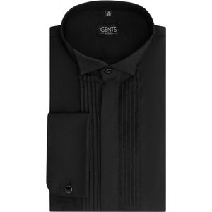 Gents - Smokingshirt zwart plisse - Maat L