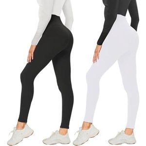 AMIYOYO Set van 2 leggings voor dames, legging met hoge taille, ondoorzichtig, elastische buikweg-broek, zachte sportbroek voor yoga, fitness, outdoor en vrije tijd