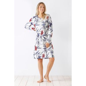 Nachthemd blauwe bloemen Hajo - Blauw - Maat - 36/38