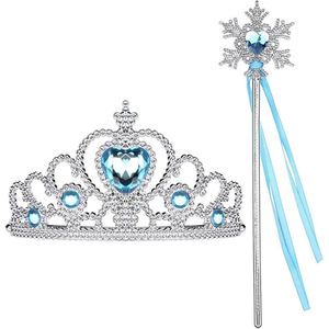 Het Betere Merk - Prinsessen Verkleedkleren Meisje - Tiara - Toverstaf - Kroon - Kroon -Verkleedkleding - Blauw