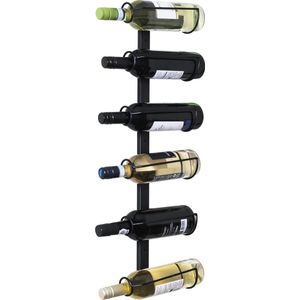 QUVIO Verticaal wijnrek voor 6 flessen / Muurrek wijn / Flessenhouder / Wandrek / Flessenrek / Wijnaccessoires - Zwart