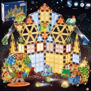 Magnetische bouwstenen bouwblokken verlichte 3D 110 stuks - voor kinderen jongens/meisjes vanaf 3 jaar - 3D verlichtende bouwstenen set - Educatieve speelgoed, ontwikkeling van verbeelding, creatief denken, concentratie