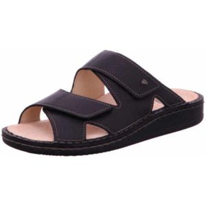 Finn Comfort - Pantoffels - Zwart - Hoogwaardig Leer - Klittenbandsluiting