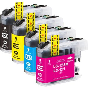 MediaHolland - Huismerk Inkt Cartridges voor Brother LC123 Printers - Set van 4 Stuks - 4 Kleuren - Brother Inktpatronen, Cartridge