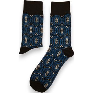 Afrikaanse sokken / Afro sokken - Blauwe Bogolan - Afrika print kousen / Happy Colorful Socks / Vrolijke sokken Maat 35-40