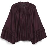 Vero Moda - Vmjenna 7/8 Frill Top Wvn - Blouse - Wijnrood