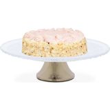 Relaxdays taartplateau 30 cm - op voet - serveerplateau taart - taartstandaard - rond