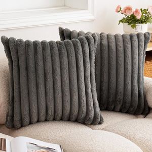 HAUSS SPOLE - fluwelen kussensloop- Donkergrijs - Kussenslopen 50 x 50 cm - set van 2 - Kussenhoes - Kussenhoezen - Sierkussens - Pluche Stof