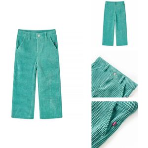 vidaXL Kinderbroek - Kinderbroeken - Broek - Ribfluwelen Broek Met Wijde Pijpen - Kinderbroek 116 ribfluweel mintgroen