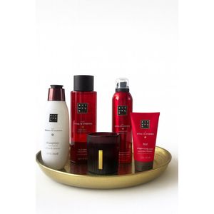 Rituals - Ayurveda - Luxury Set - Bath Foam 500 ml + Shampoo 250 ml + Shower Gel 200 ml + Body Cream 70 ml + Kaars 140 gram + Gouden Ronde Decoratieve Dienblad
