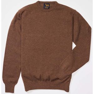 Osborne Knitwear Trui met ronde hals - Sweater heren in Lamswol - Pullover Heren - Tobacco - 4XL