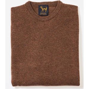 Osborne Knitwear Trui met ronde hals - Sweater heren in Lamswol - Pullover Heren - Tobacco - 4XL