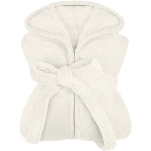 npluseins Extra soft hooded bathrobe made from cuddly fleece - in modern colours and various sizes - unisex & calf length
