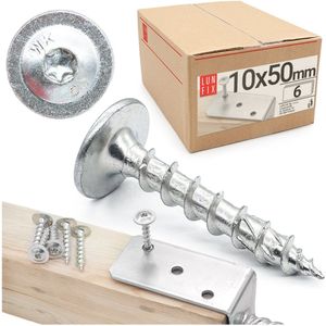 LUN FIX - Plaatschroef 10x50 - bevestiging van palen - Wit - 6 stuks