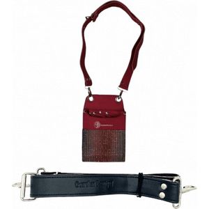 Kapper / Barbers / Make-up Artists Holster Kapperstas met diamantjes roze - Instellen op je eigen heupmaat - 4 kleine vakken, 1 grote en een extra band