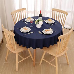 afelkleed afwasbaar, rond, 140 cm, polyester, waterafstotend, lotuseffect, tafellinnen, vuilafstotend, afwasbaar, tafelkleed voor feest, keuken, donkerblauw