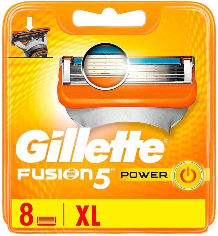 Gillette  Fusion Power + leaflet-8 stuks- Scheermesjes