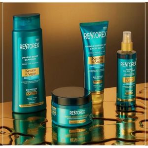 Restorex Keratine & Argan Intensieve Verzorgingsset - Shampoo 500ml - Haarmasker 300ml - Haarcrème 250 ml -Vloeibare Conditioner 200 ml - Haar verzorging - Keratin - Argan