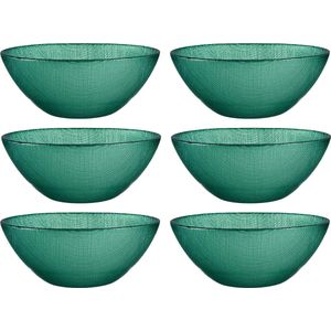 Vivalto Kommetjes/serveer schaaltjes/soepkommen - 6x - Murano - glas - D15 x H6 cm - groen - Stapelbaar