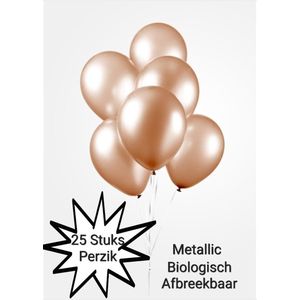 25 stuks Metallic Ballonnen Perzik , 100 % Biologisch afbreekbaar, Verjaardag, Thema feest. Huwelijk