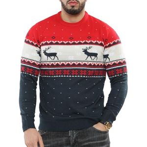 Elk Christmas Sweater Unisex voor Dames en Heren - Gebreid, Lange Mouwen, Ronde Hals, Maten S-XXL