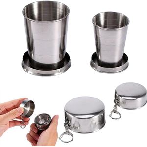 RVS opvouwbare drinkbeker - compact en lichtgewicht - 2 stuks