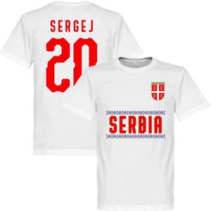 Servië Sergej 20 Team T-Shirt - Wit - XXXXL