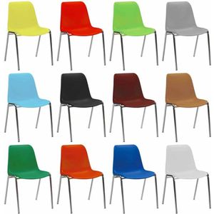 Kantinestoelen Rome kunststof stapelbaar oranje koppelbaar